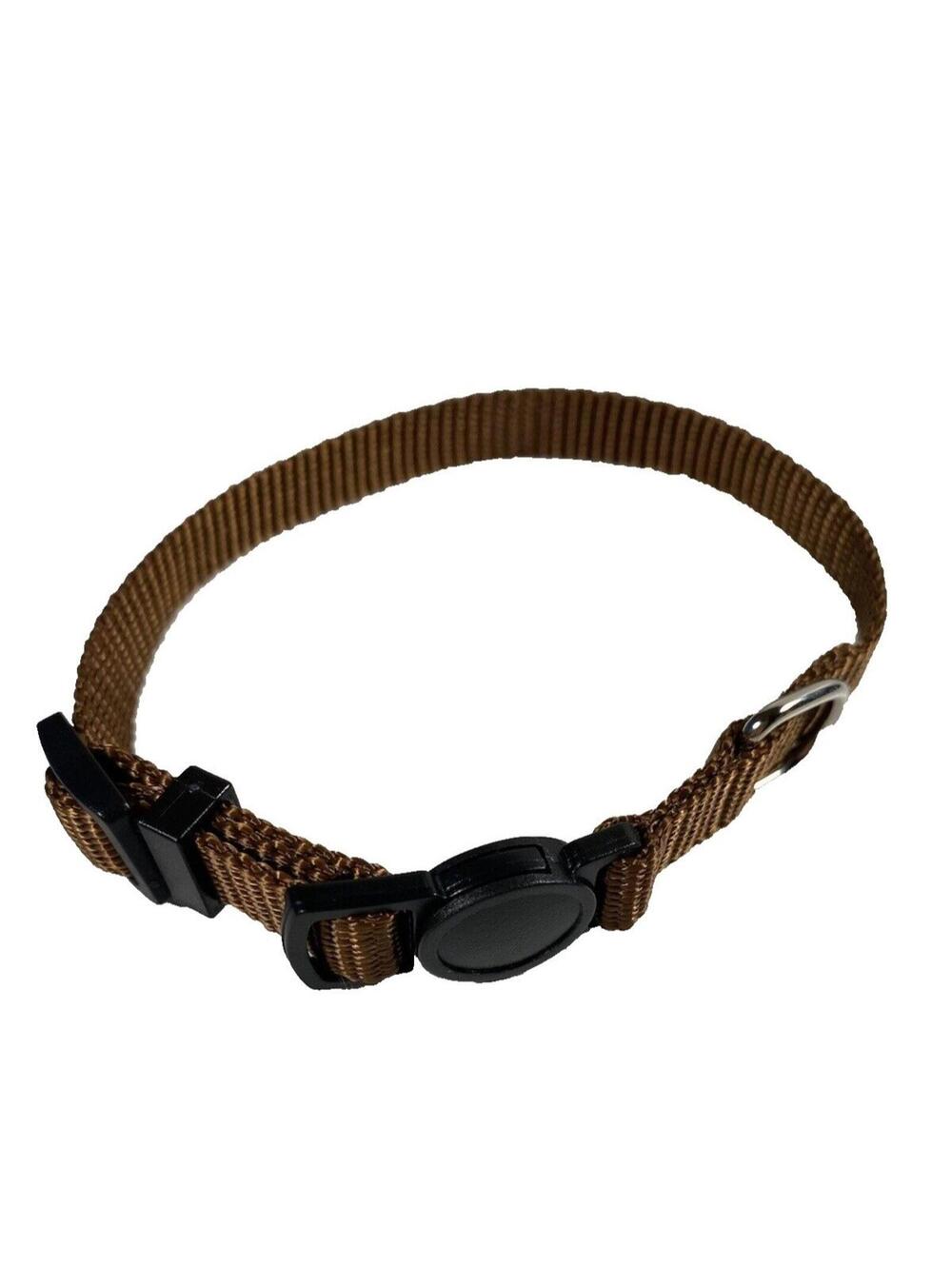 Solid Brown Pet Collar for Cats/Small Dogs, New Easy Breakaway, Adjustable Size
